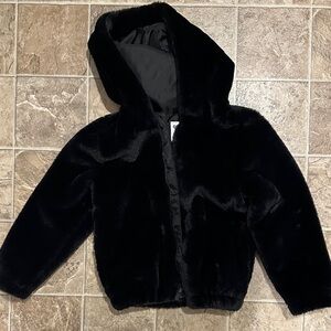 Black faux fir jacket